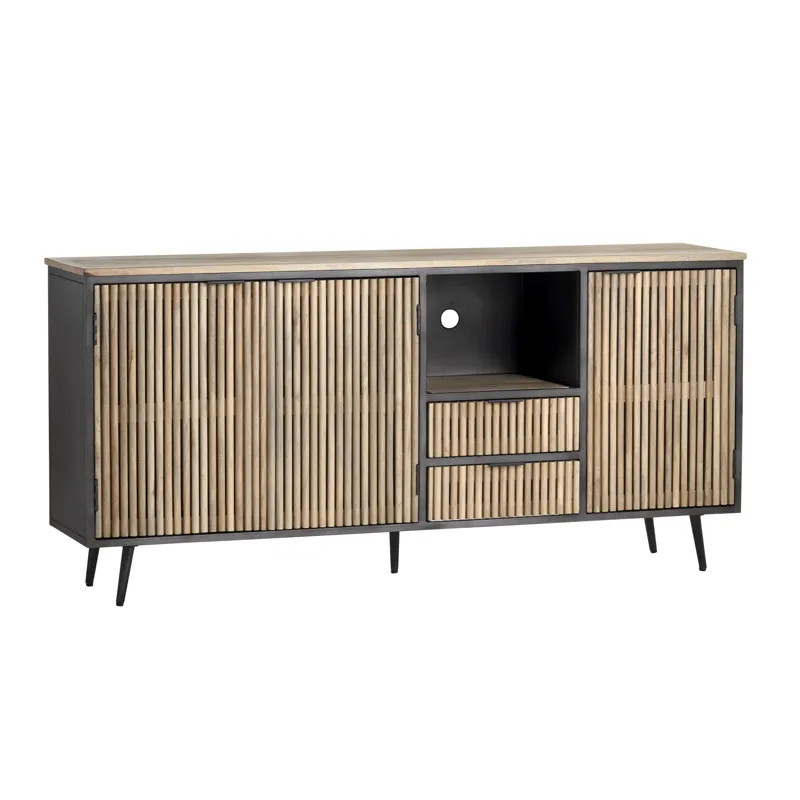 Solid Wood & Metal 3-door, 2-drawer Media Credenza/sideboard