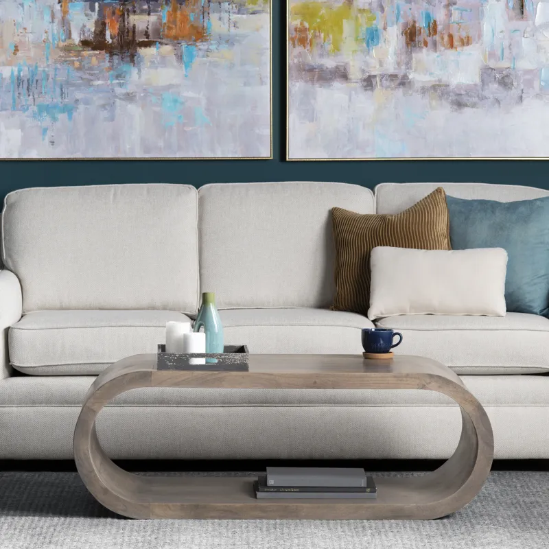 Grey Mango Wood Cocktail Table With Shelf