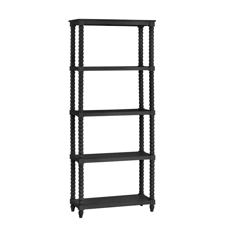 Mindi Wood 4-shelf Black Etagere
