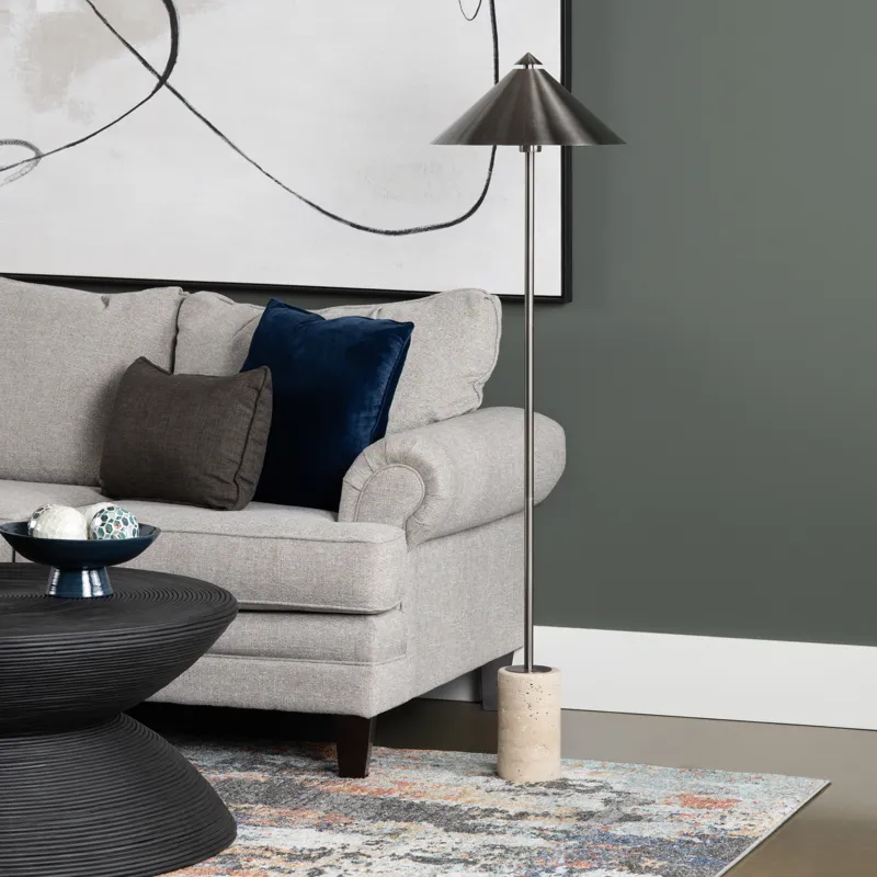 Marble Floor Lamp With Metal Shade
