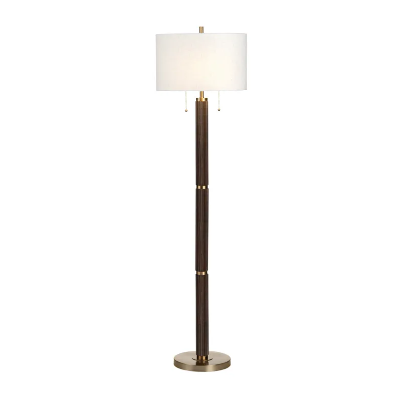 Wood & Metal Floor Lamp With Linen Shade