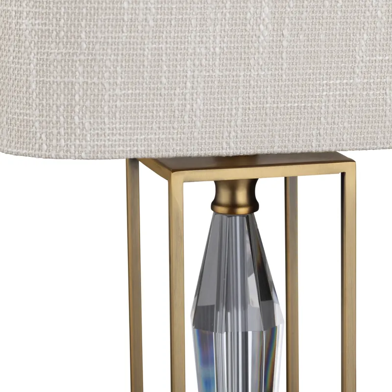 Crystal & Metal Table Lamp With Linen Shade