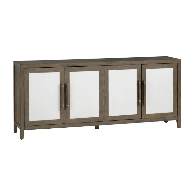 Deep Brown 4-door Rattan Media Credenza/sideboard
