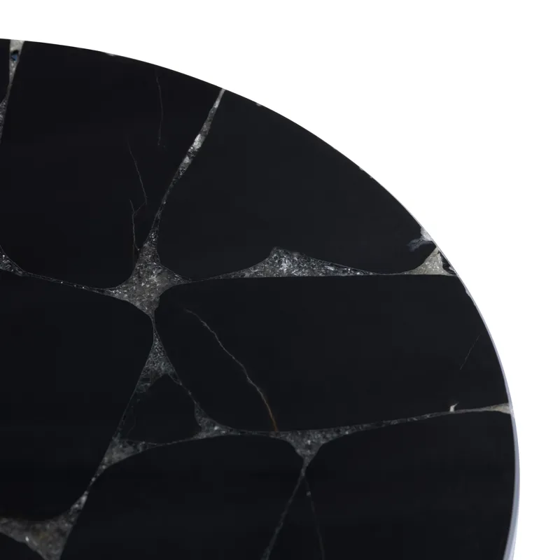 Black Marble Round Accent/end Table
