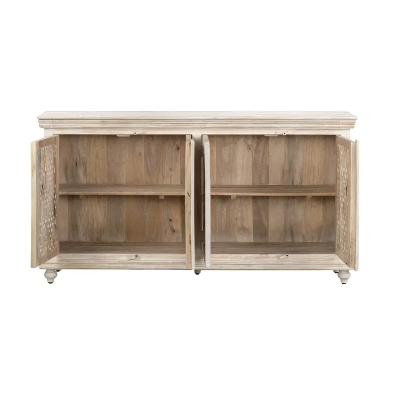 Solid Wood 4-door Media Credenza/sideboard