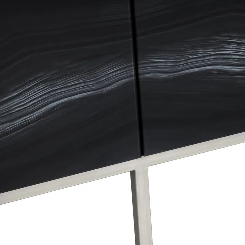 Reverse Painted Glass 4-door Media Credenza/sideboard