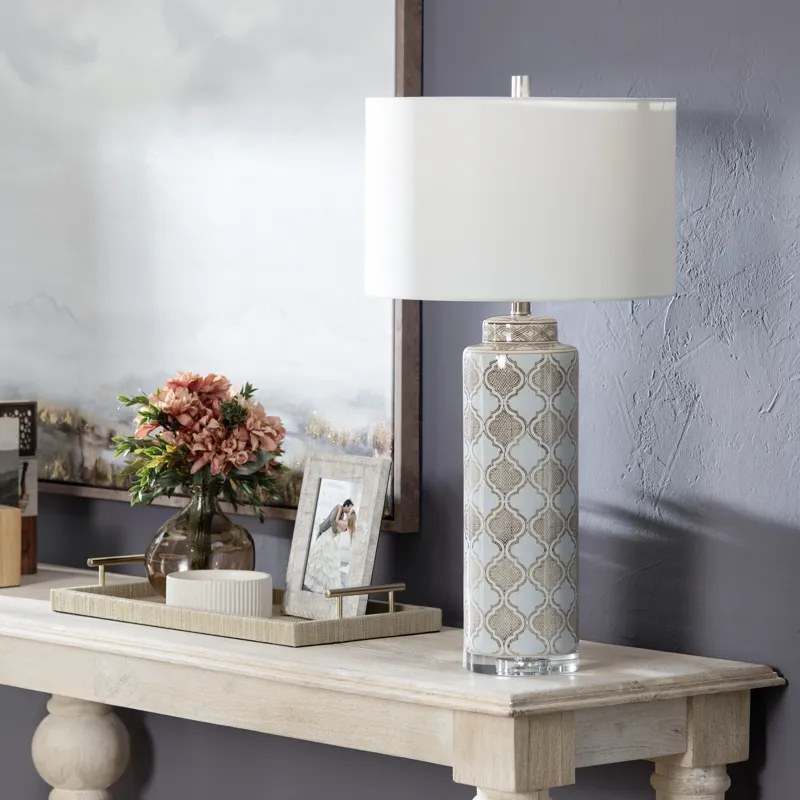 Set Of 2 Ceramic Table Lamp With Linen Shade