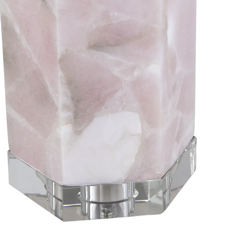 Pink Crystal Base Heidi Table Lamp &amp; Nightlight With White Linen Shade