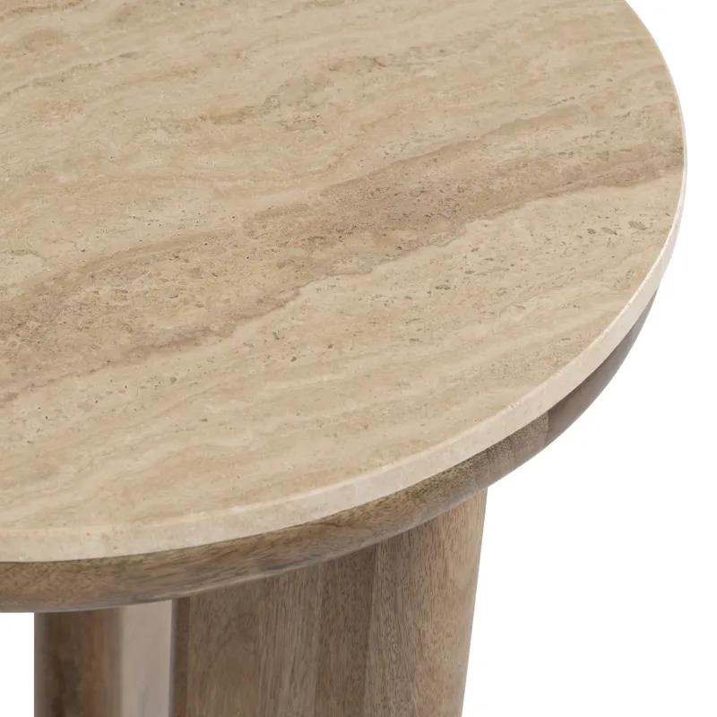 Round Brown Wooden Accent/end Table