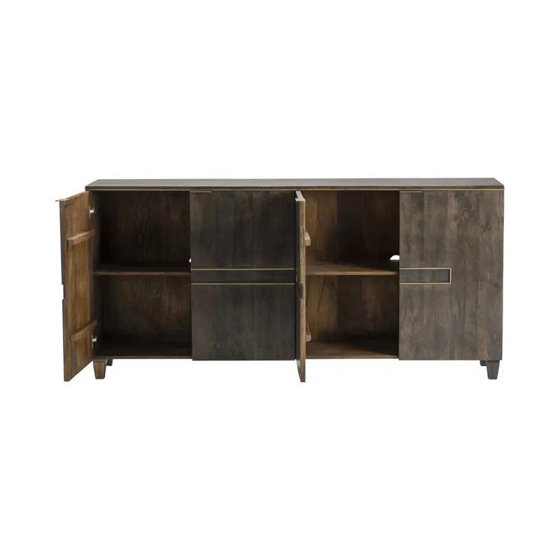 Solid Wood & Metal 4-door Media Credenza/sideboard