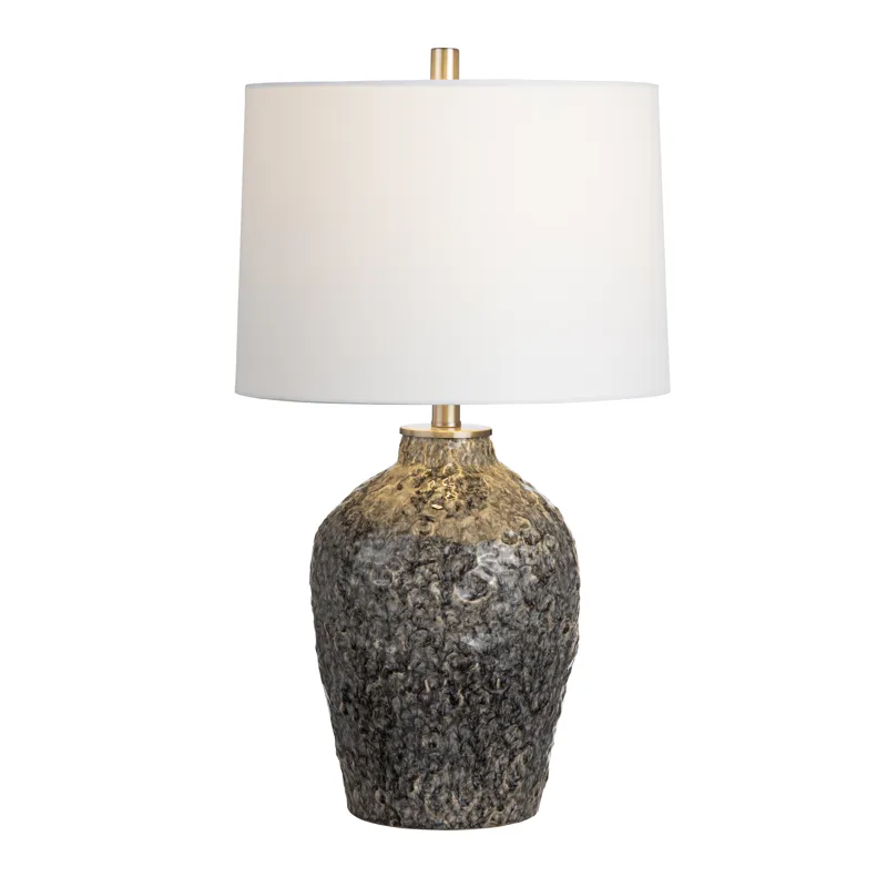 Blue Gray Textured Ceramic Table Lamp With Shade