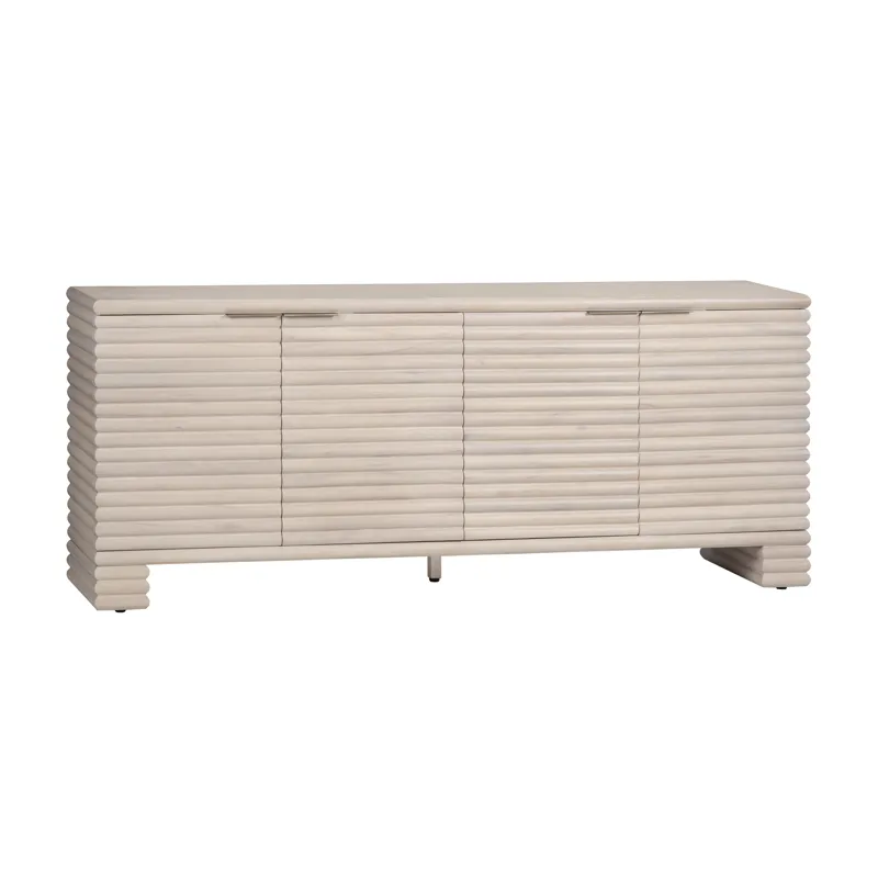 Cream Wood 4-door Reeded Media Credenza/sideboard