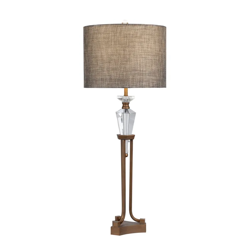 Crystal & Metal Table Lamp With Shade