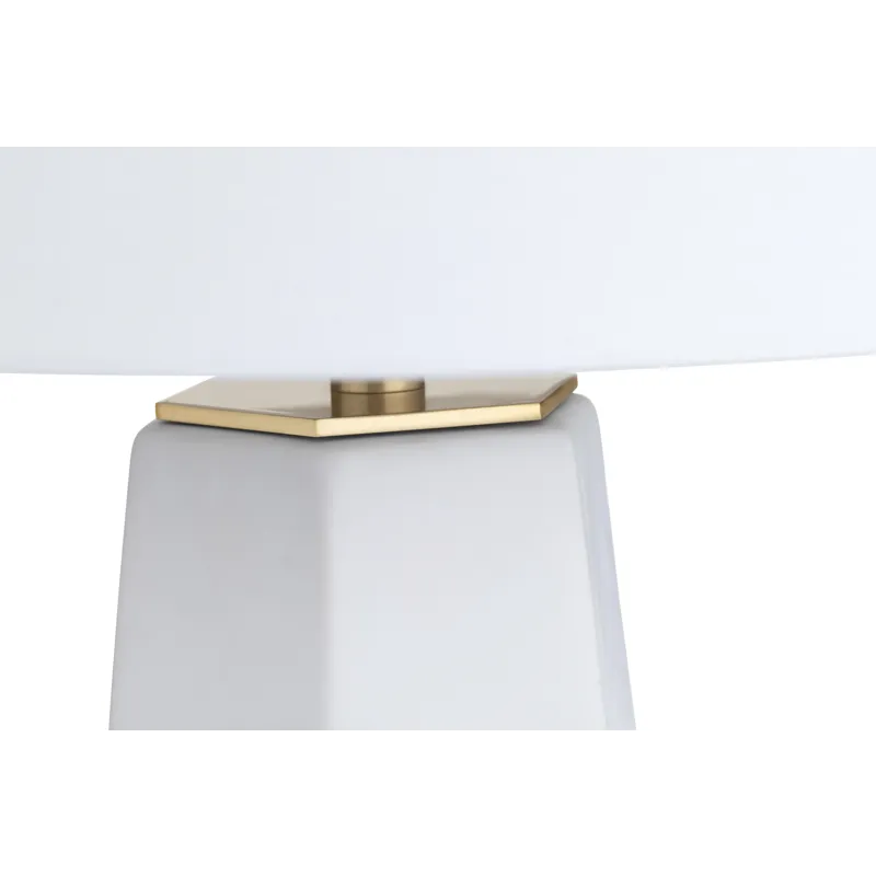 White Ceramic Table Lamp With White Linen Drum Shade
