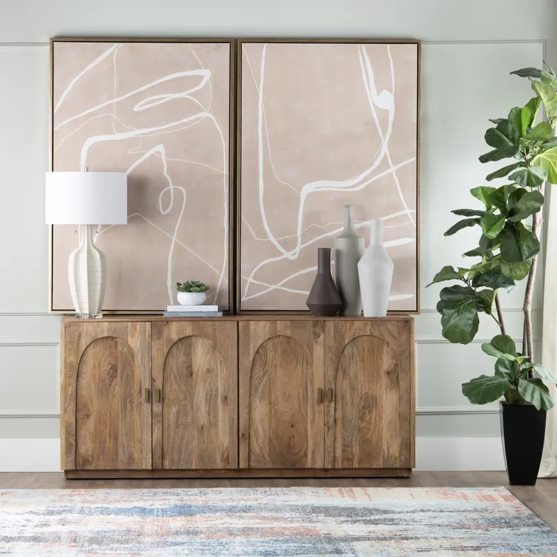 Brown Solid Wood 4-door Media Credenza/sideboard