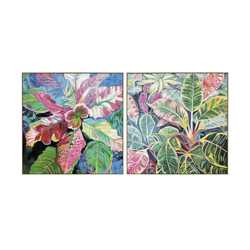 Vacation Foliage 2-piece Botanical Coastal Canvas Wall Art Set