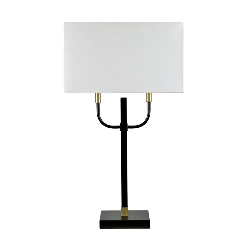 Black And Gold Metal Table Lamp With Linen Shade
