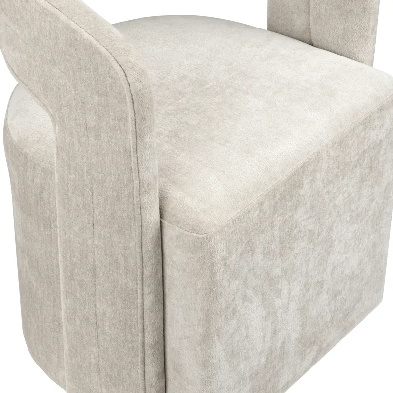 Set Of 2 Cream Upholstered Dining Chairs