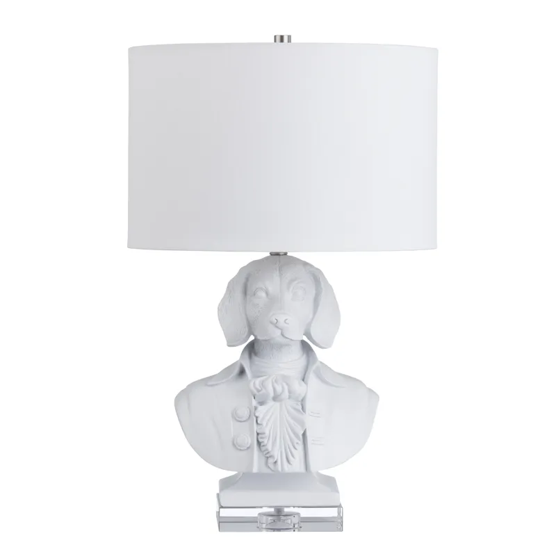 Resin & Crystal Table Lamp With Linen Shade