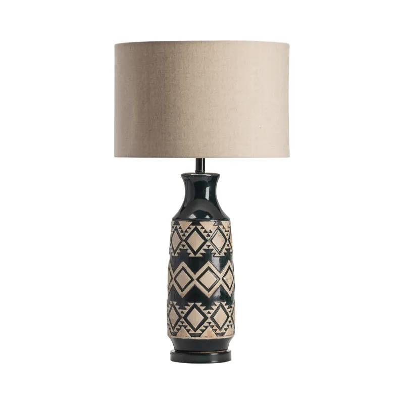 Resin Table Lamp With Oat Linen Shade