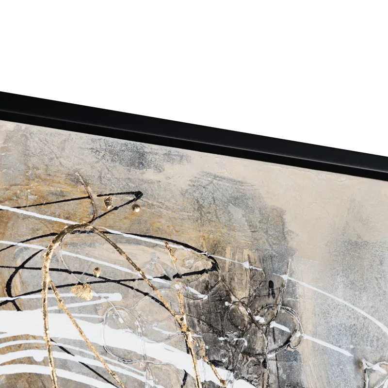 Golden Chaos Abstract Framed Canvas Painting