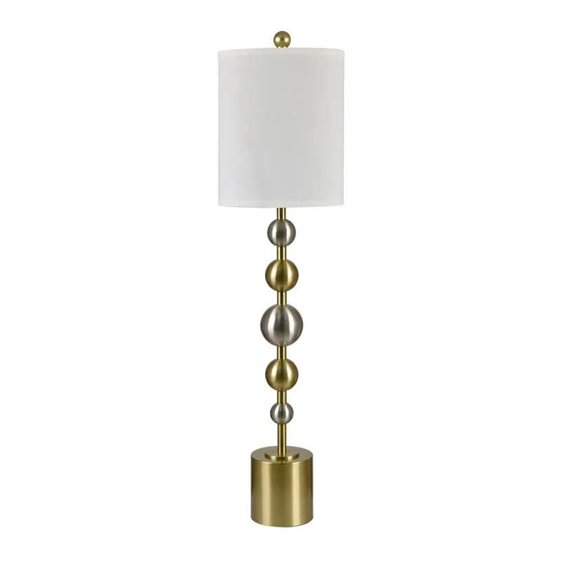 Set Of 2 Metal Buffet Lamp With Linen Shade
