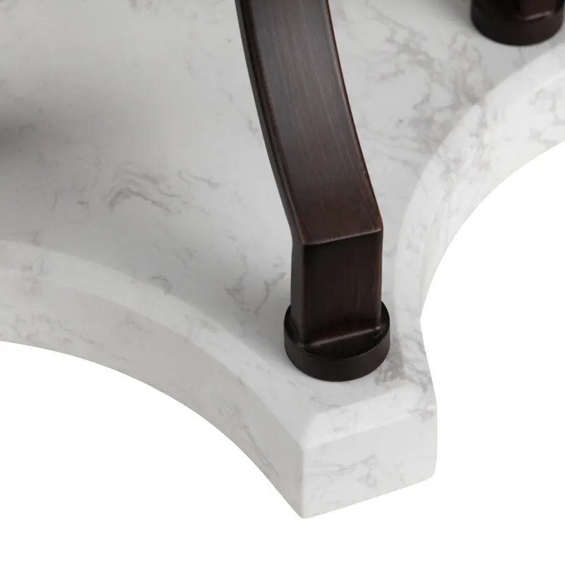 Aged Bronze Metal And Marble Table Lamp With Linen Shade