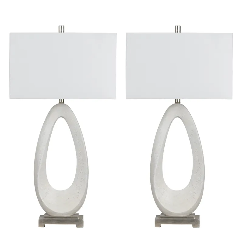Set Of 2 Resin & Metal Table Lamp With Shade