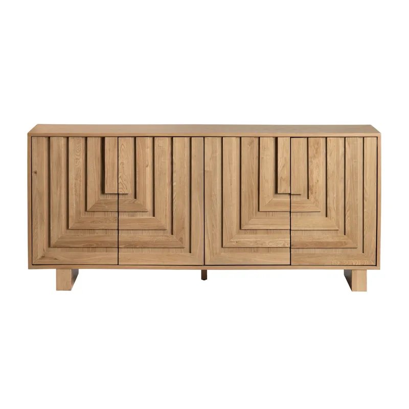 Brown Solid Wood 4-door Media Credenza/sideboard