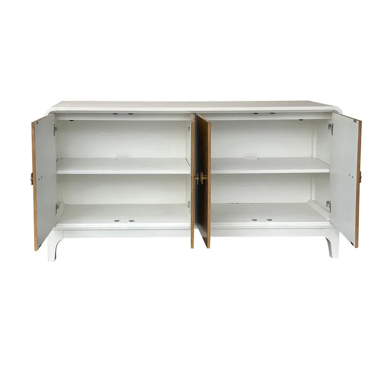 4-door Natural Mappa Burl And White Media Credenza/sideboard