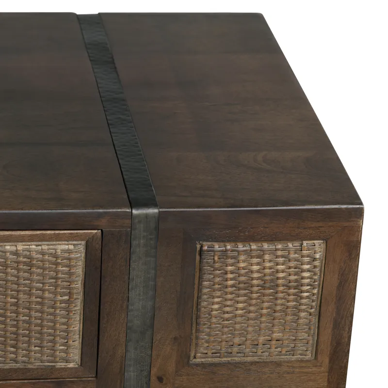 Dark Cherry Brown 4-door, 4 Drawer Media Credenza/sideboard