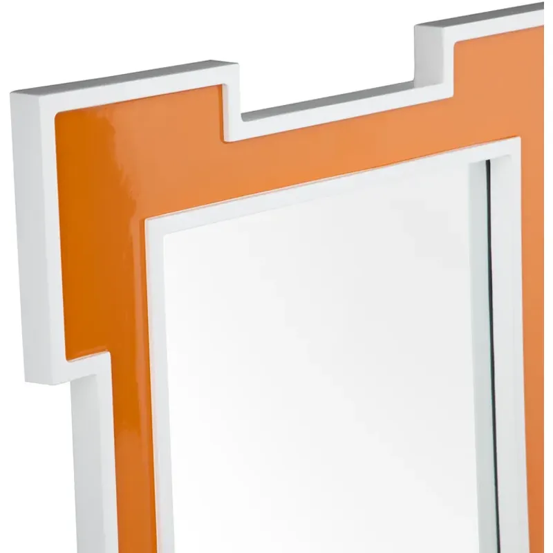 Retro 1 Modern Orange And White Geometric Wall Mirror