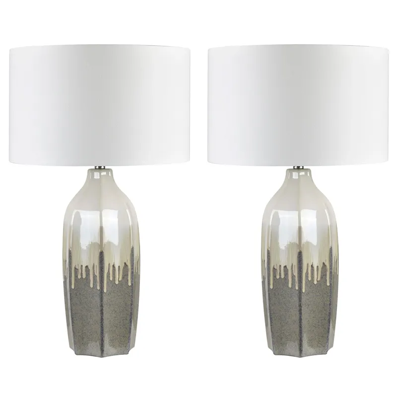 Set Of 2 Ceramic Table Lamp With Linen Shade