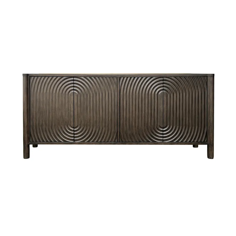 75 In. Brown 4 Door Media Credenza/sideboard