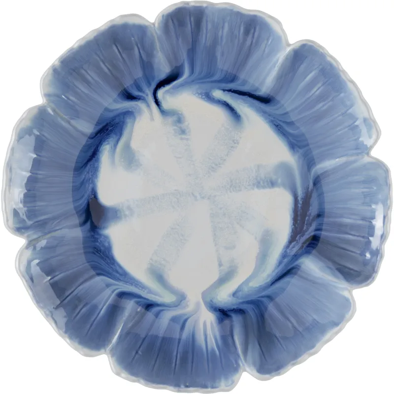 Raine 3-piece Blue & White Floral Petal Ceramic Wall Plate Set