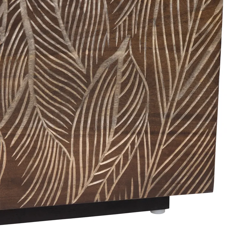 Rich Brown With Bana Leaves 4-door Media Credenza/sideboard