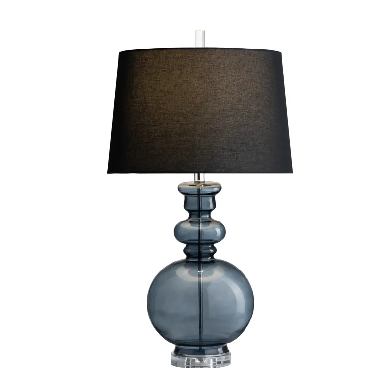 Glass Table Lamp With Linen Shade