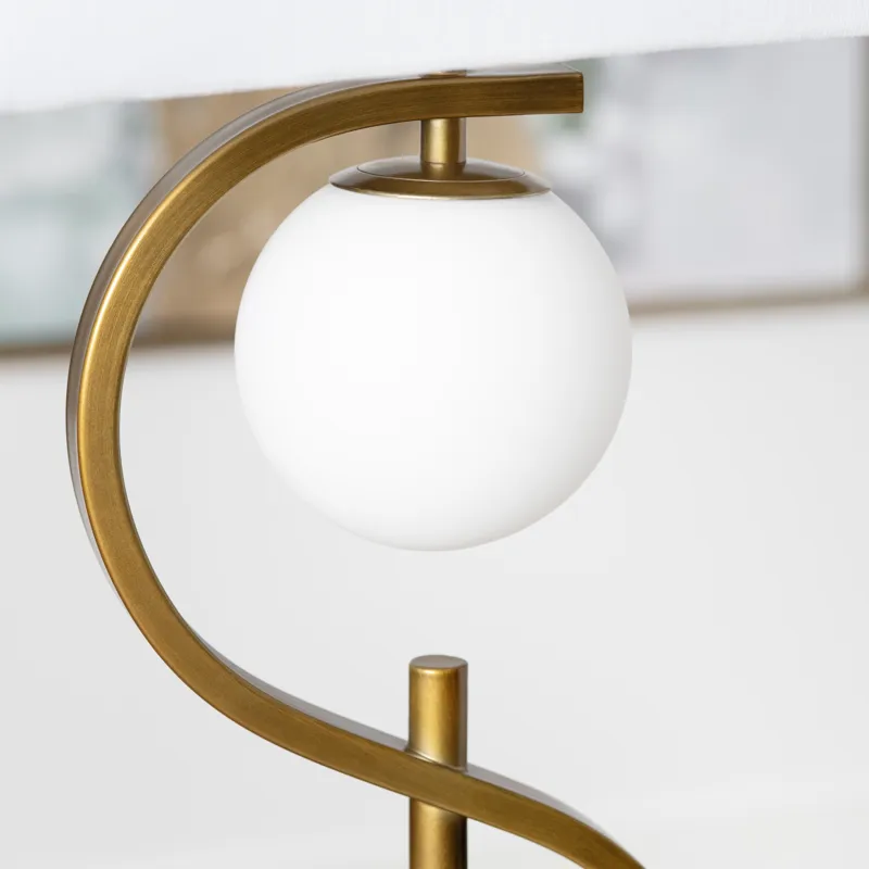 Metal Floor Lamp With Led Night Light And Linen Shade