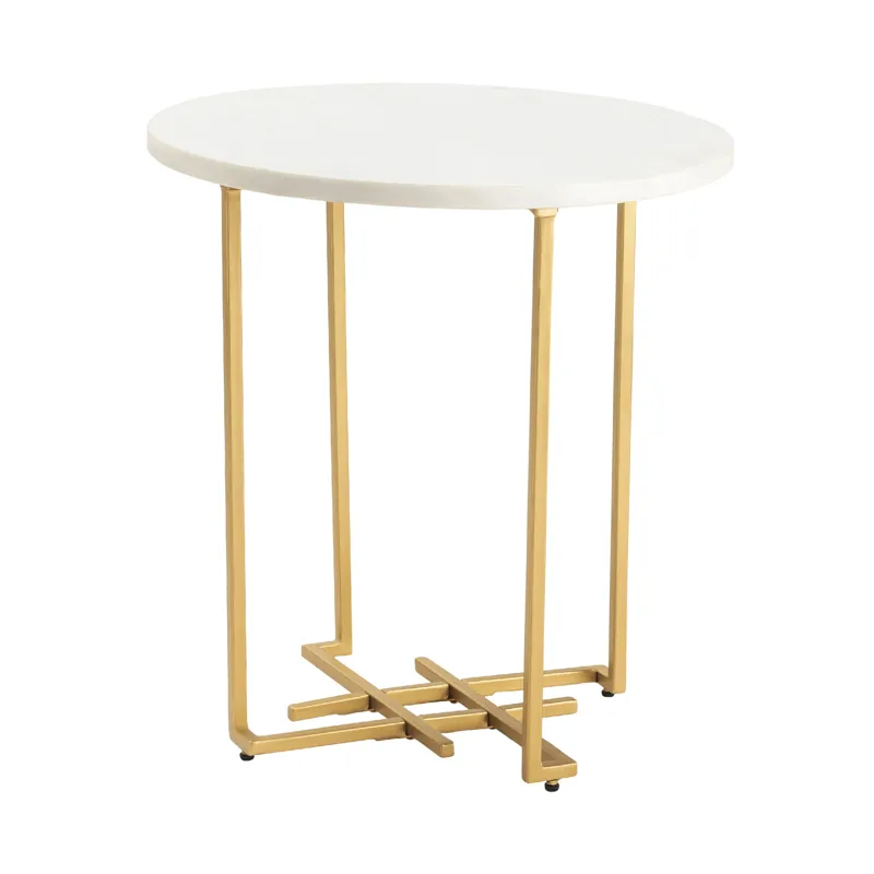 Round Marble & Brass End Table