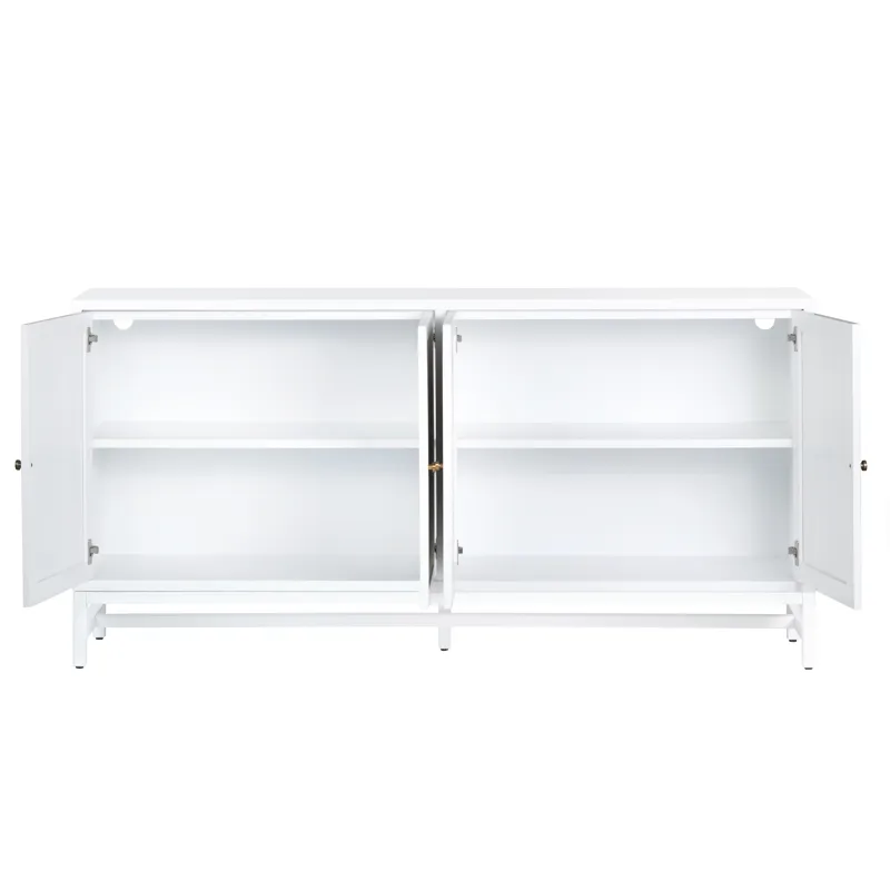 White-washed And Cream 4-door Media Credenza/sideboard