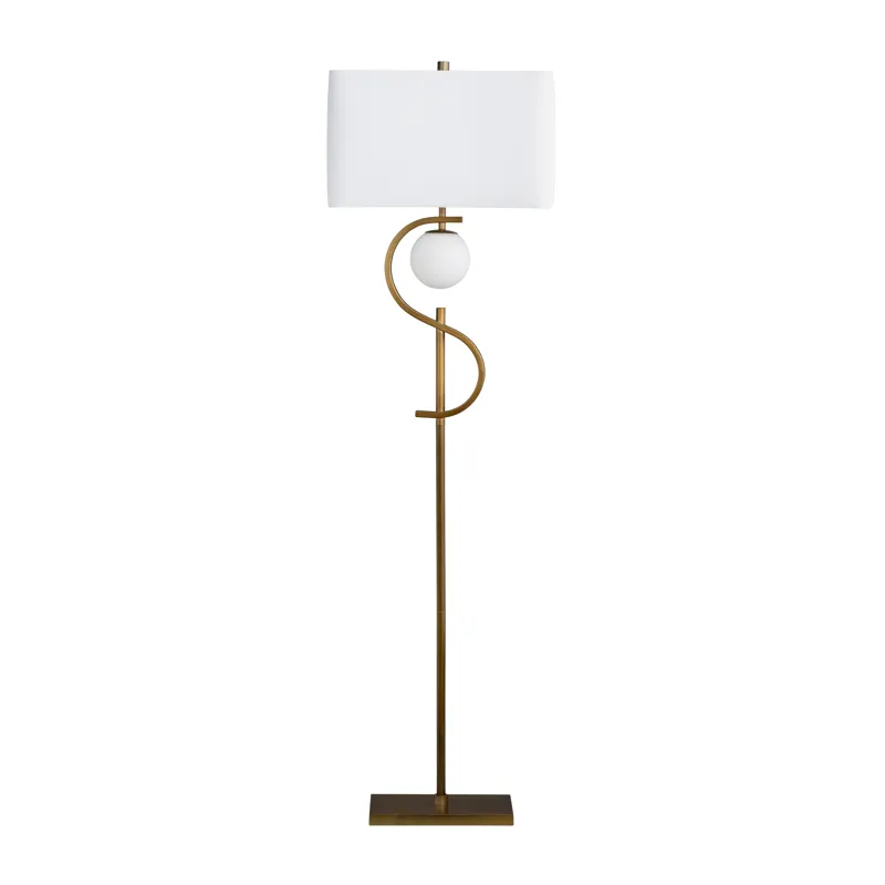 Metal Floor Lamp With Led Night Light And Linen Shade