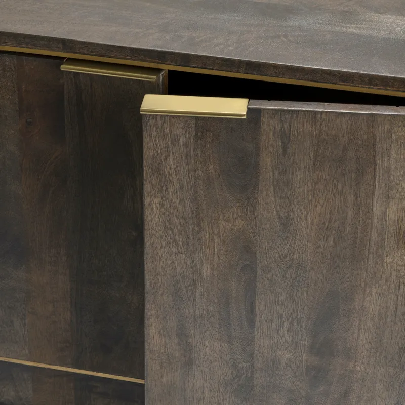 Solid Wood & Metal 4-door Media Credenza/sideboard