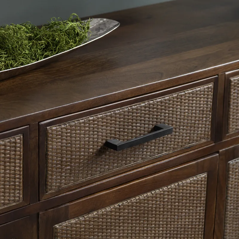 Dark Cherry Brown 4-door, 4 Drawer Media Credenza/sideboard