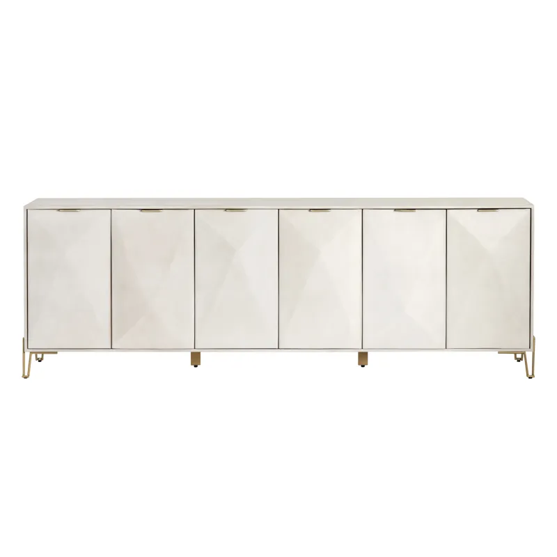 Solid Wood And Iron 6-door Media Credenza/sideboard