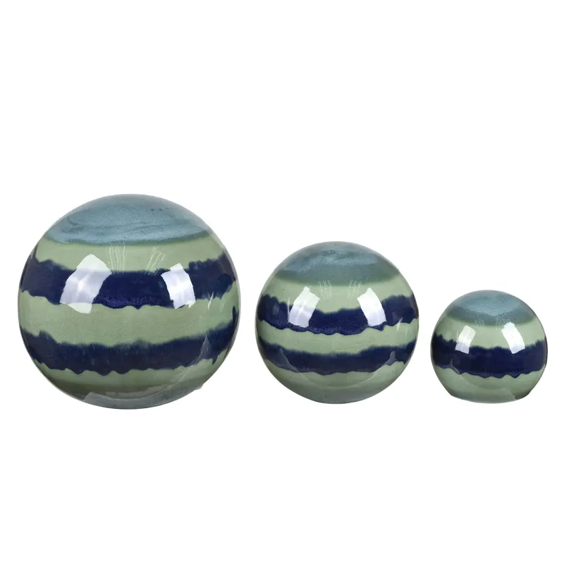 Solwyn Blue Ceramic Spheres - Set Of 3