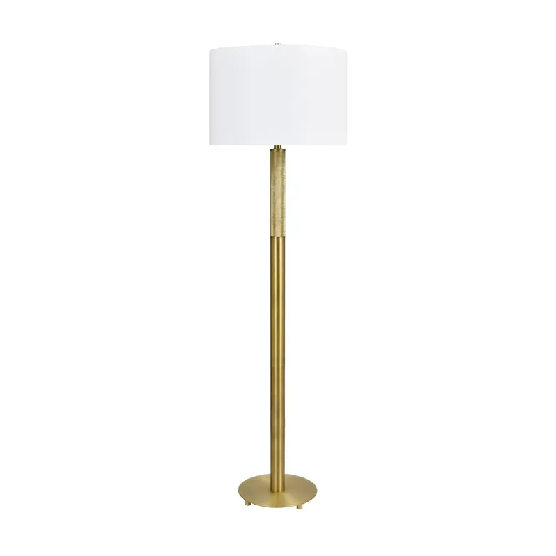 Gold Floor Lamp With White Linen Shade