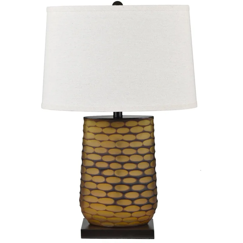 Brown Matte Table Lamp With Oat Linen Shade