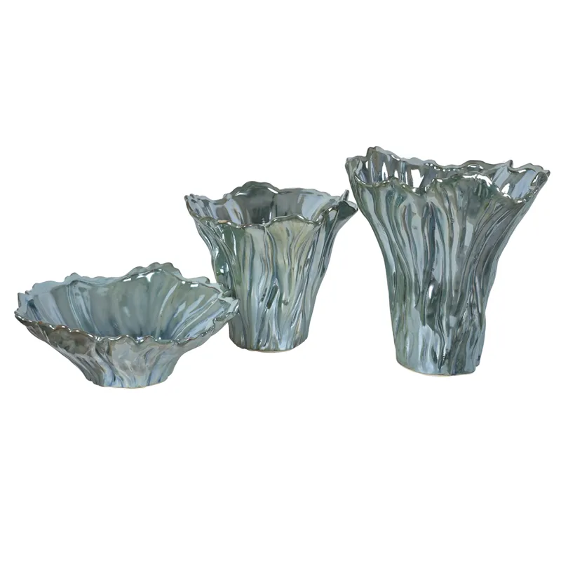 Quinton Organic Shaped Vases & Bowl,set Of 3