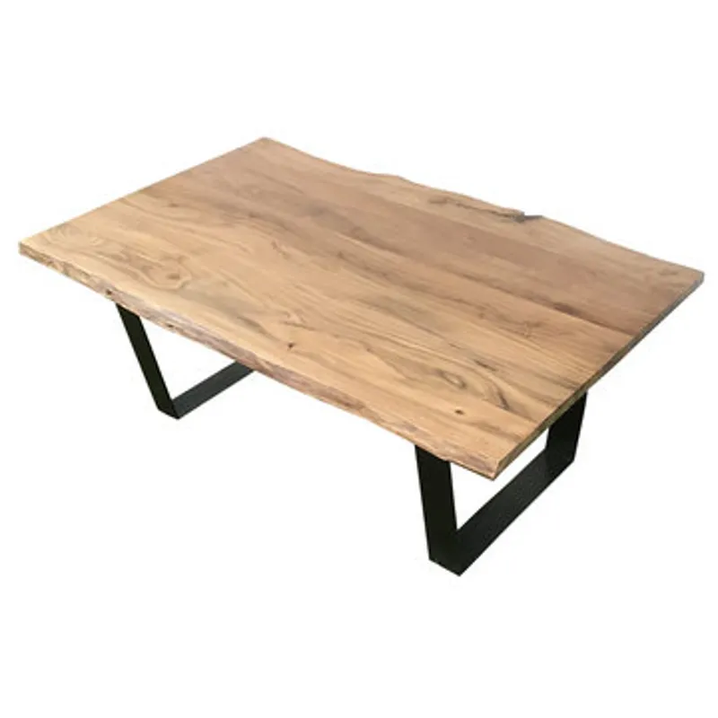 Bengal Manor Iron And Live Edge Natural Acacia Wood Rectangle Cocktail Table