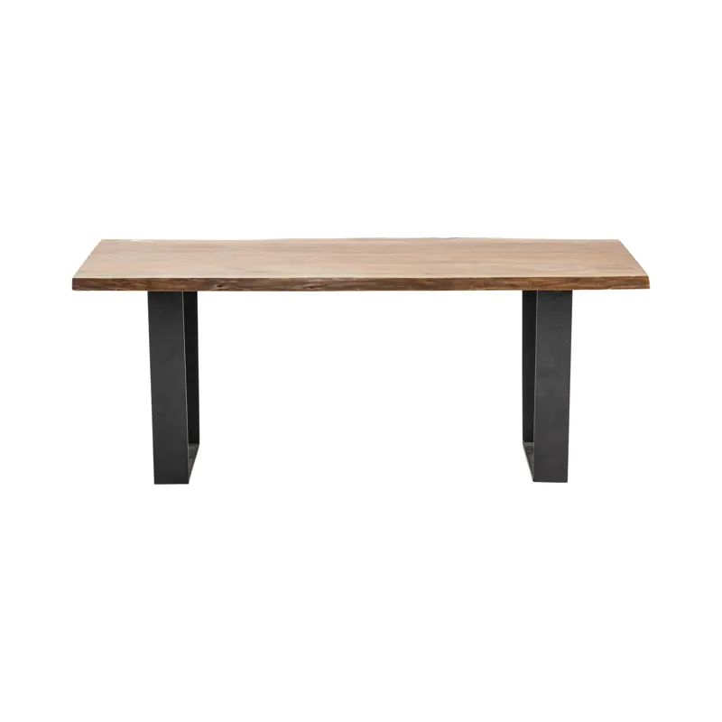 Bengal Manor Iron And Live Edge Natural Acacia Wood Rectangle Cocktail Table Silo